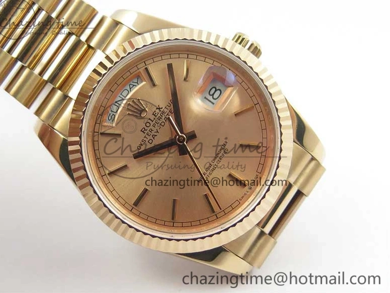 0108 Day-Date 36 RG 128239 Bp Maker Best Edition Pink Dial on RG President Bracelet Sporty 3136